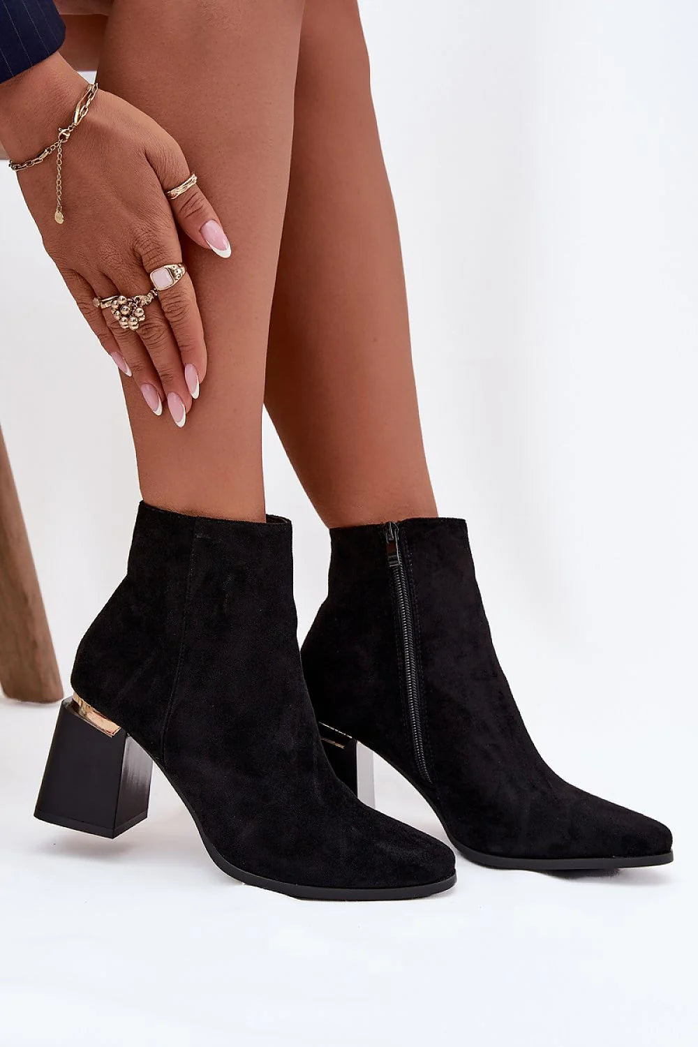 Black Suede Heel Boots with 7.5 cm Heel