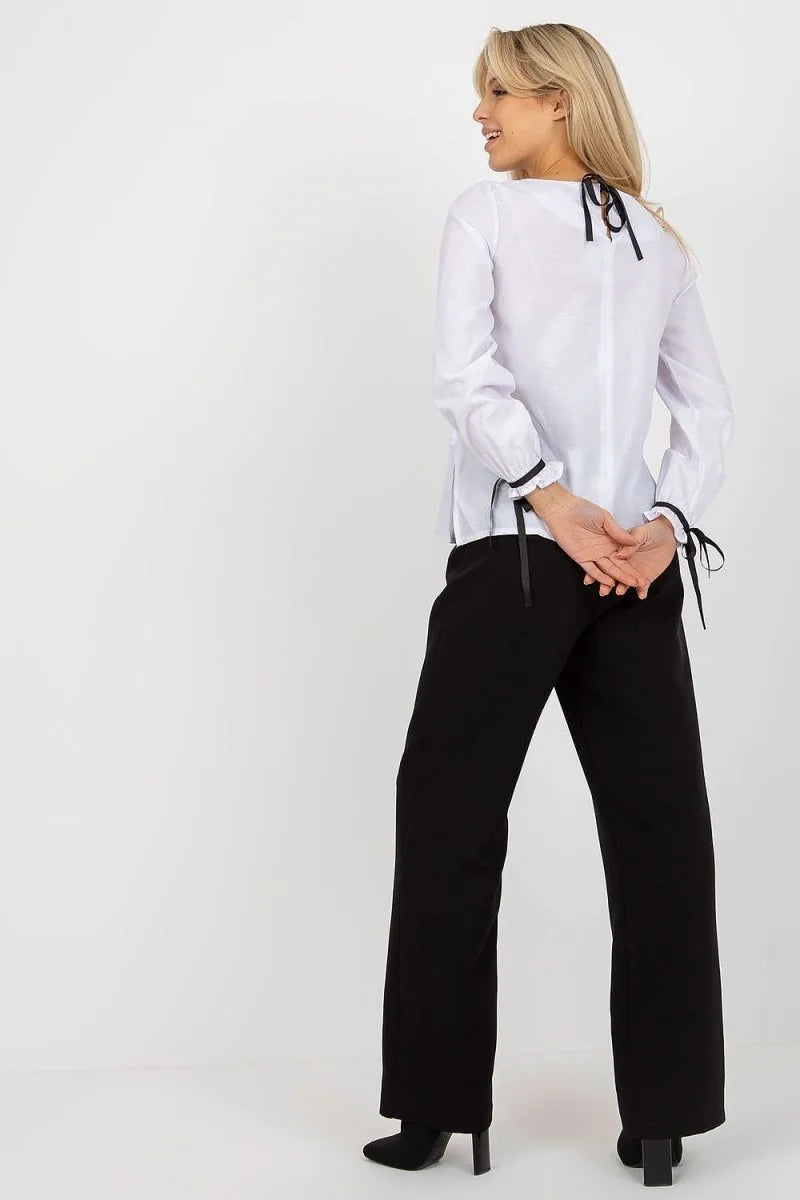 Violet cotton blouse with lace detailing