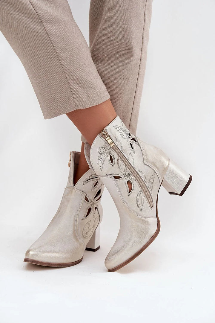 Women's Leather Ankle Boots with Lace Detail