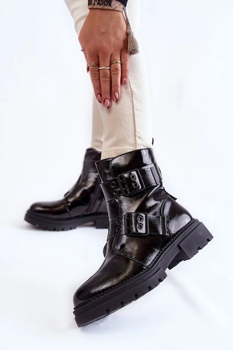 Black boots with tread sole