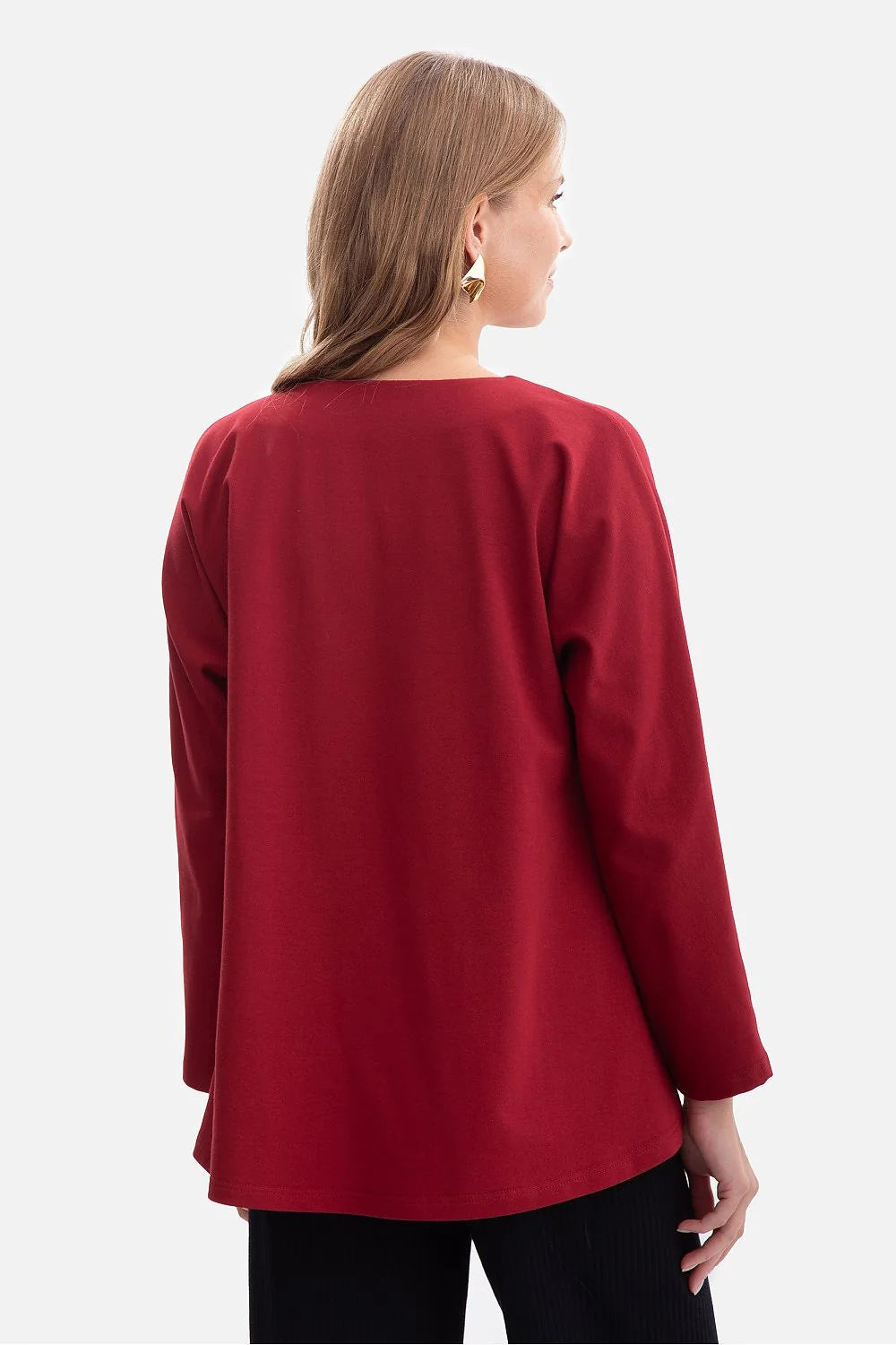 V-Neck Oversized Blouse with Long Sleeves