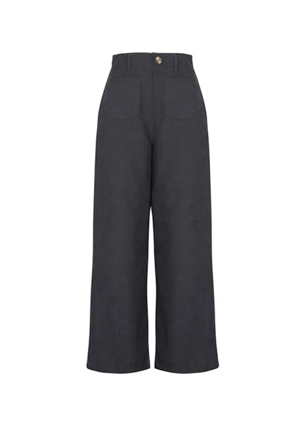 Model wearing charcoal grey corduroy pants