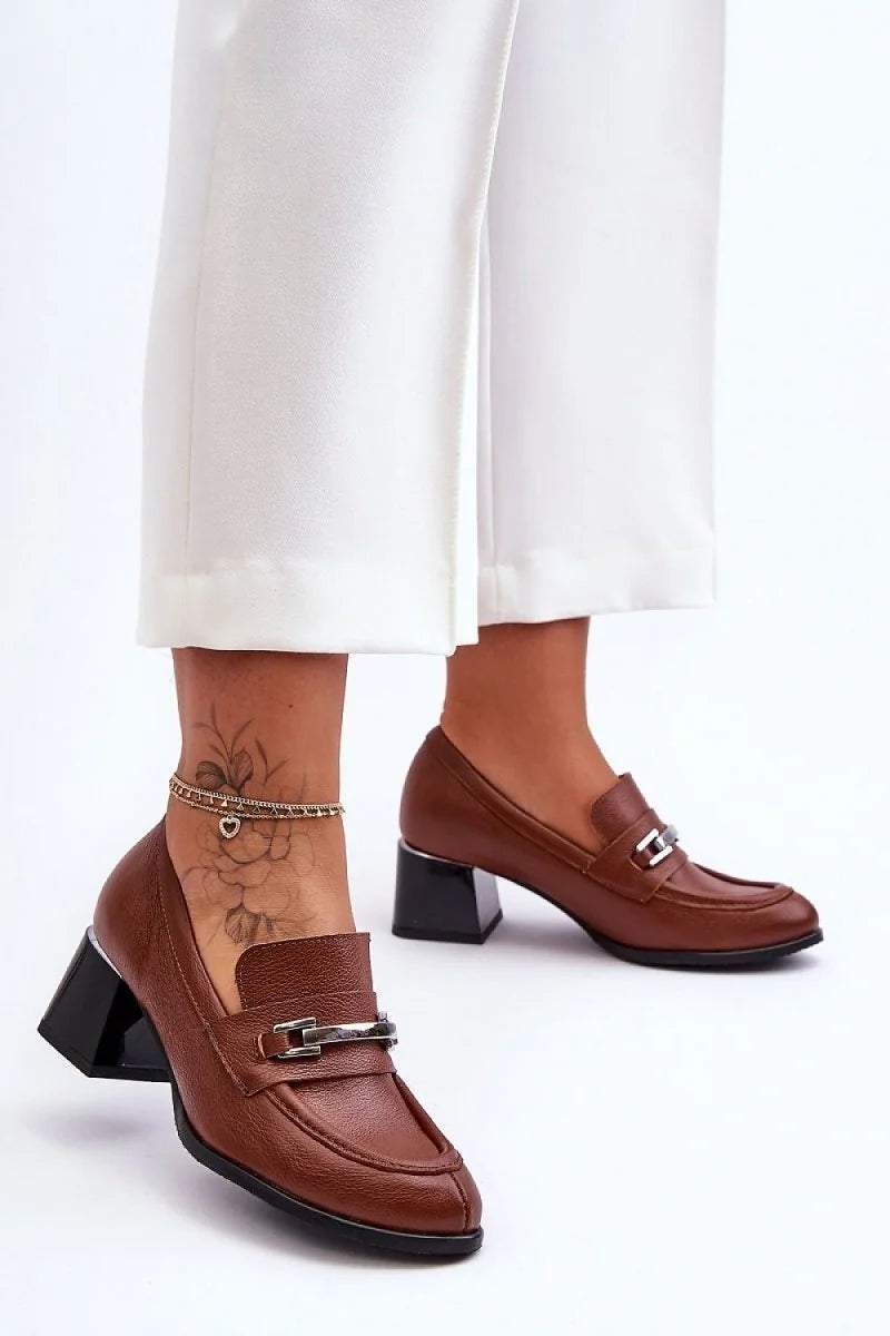 Comfortable Leather Pumps with Block Heel