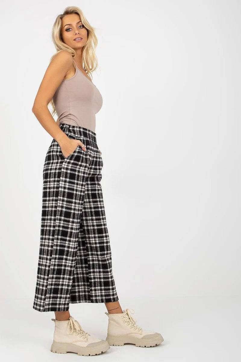 Blue checkered wool trousers