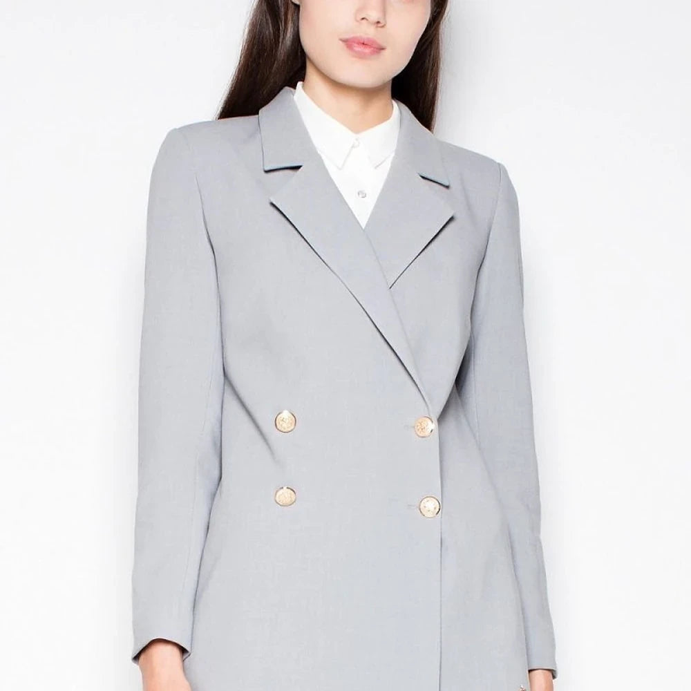 Elegant Double-Breasted Long Sleeve Jacket