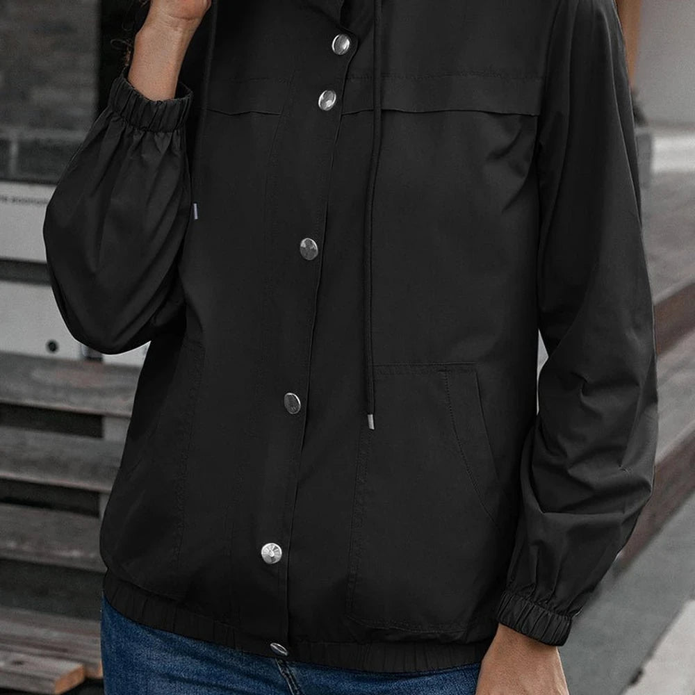 Hooded Sports Jacket with Button-Down