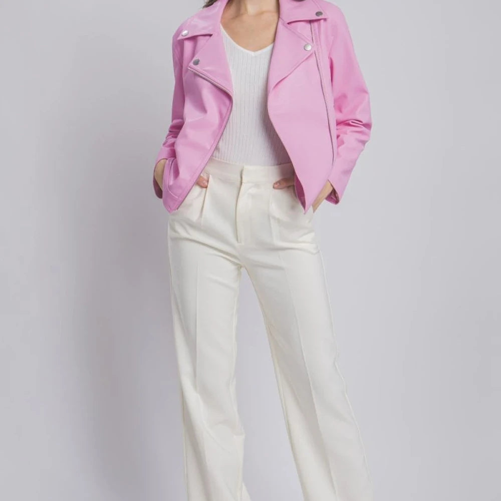 Collared Neck Zip Up Jacket