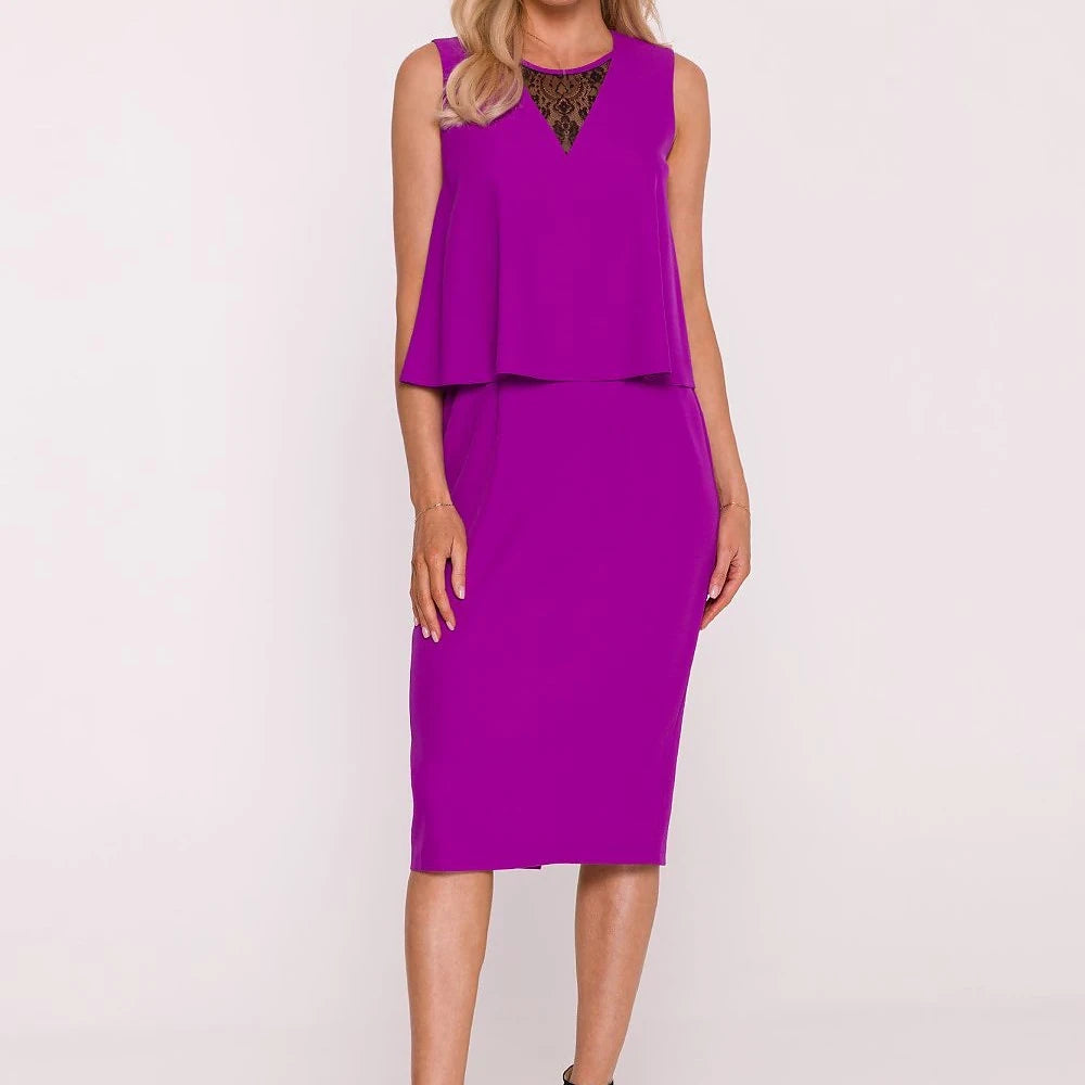 Elegant Pencil Dress with Lace Detail