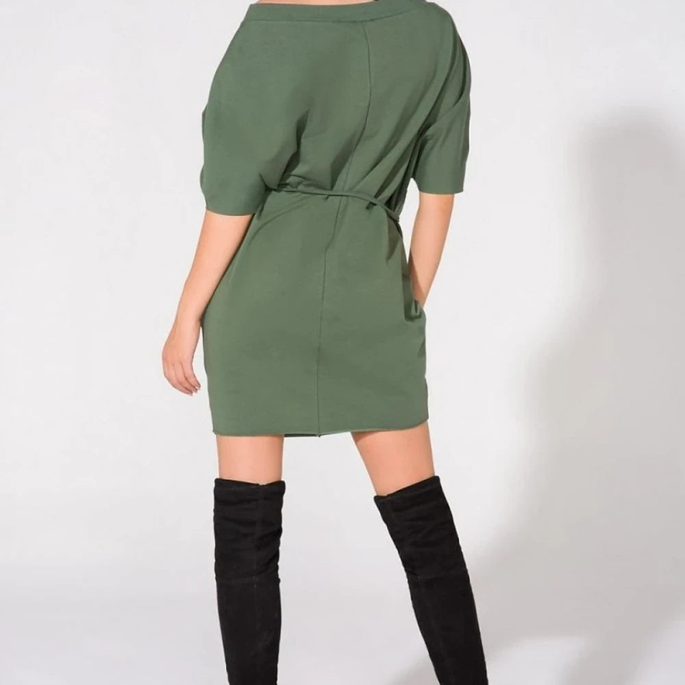 Loose Knit Boatneck Day Dress with Pockets