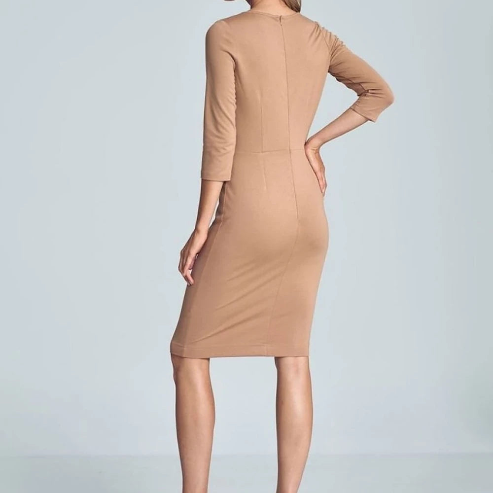 Women's Midi Dress with Envelope Neckline