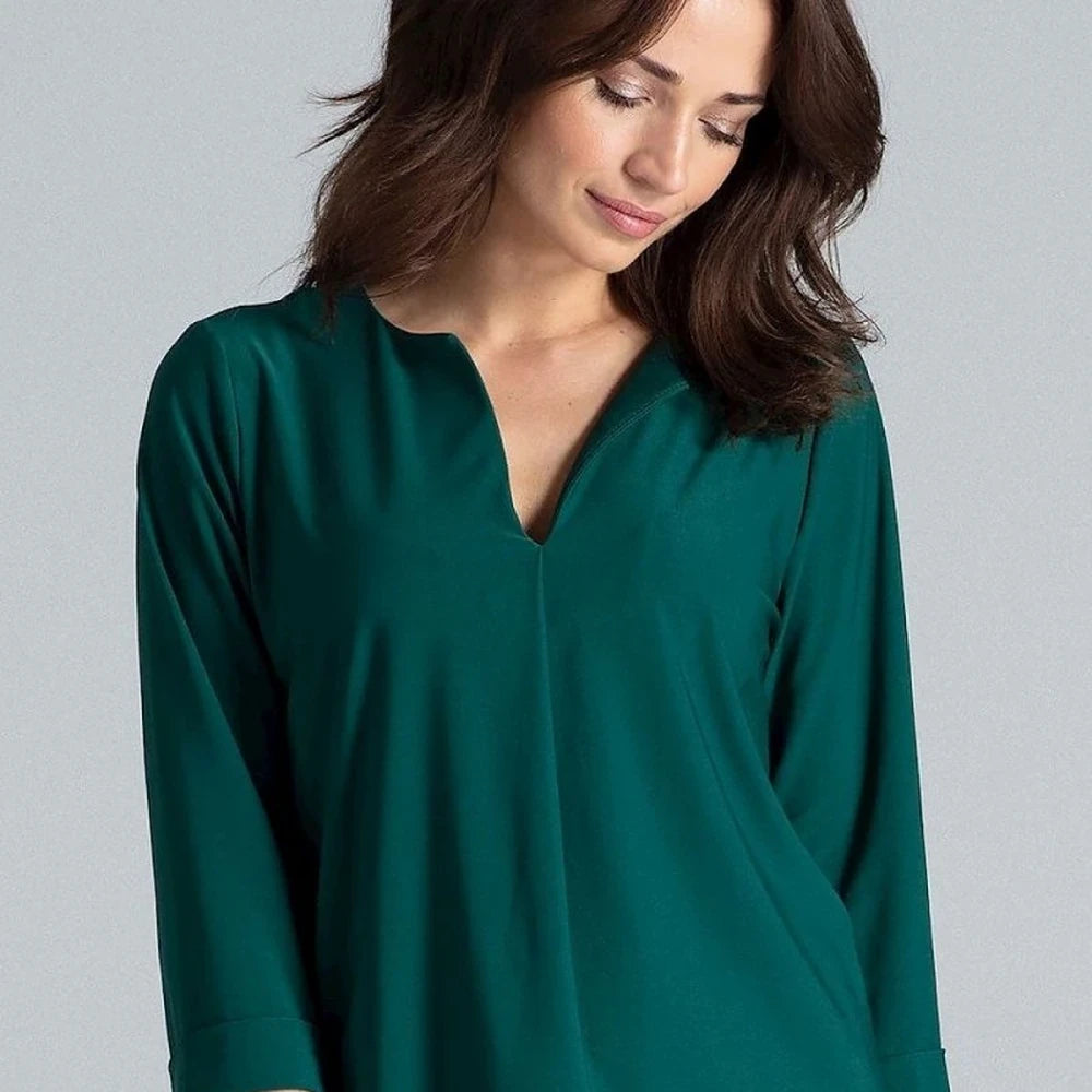 Women's Long Sleeve Pleated Blouse