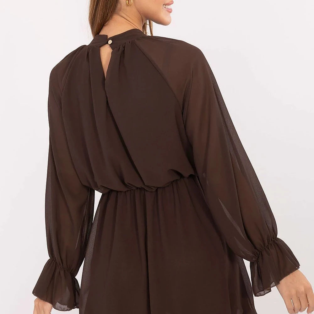 Flared Cocktail Dress with Jabot