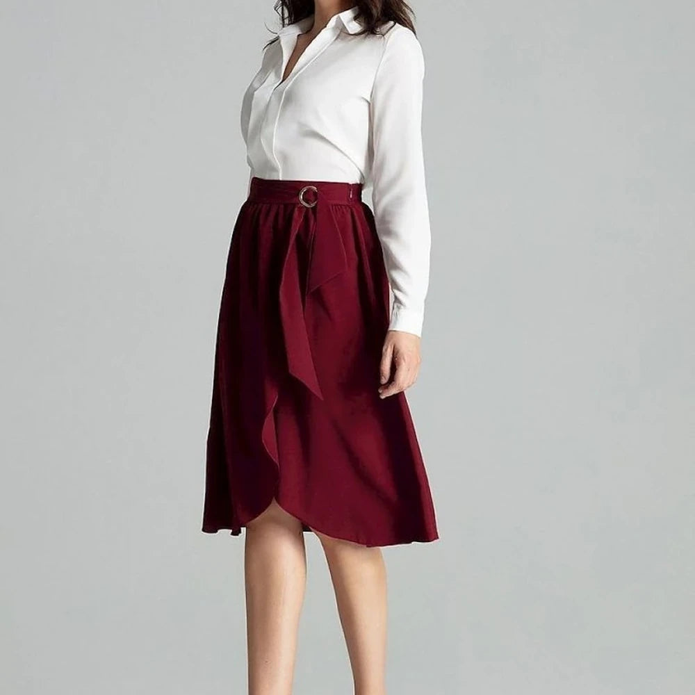 Floral Pleated Midi Skirt with Belt