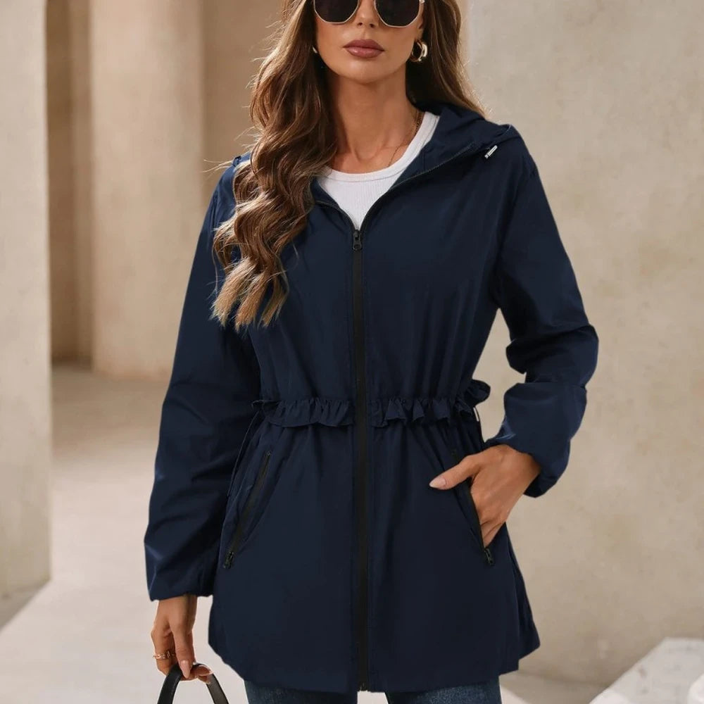 Waterproof Hooded Long Sleeve Windbreaker Jacket