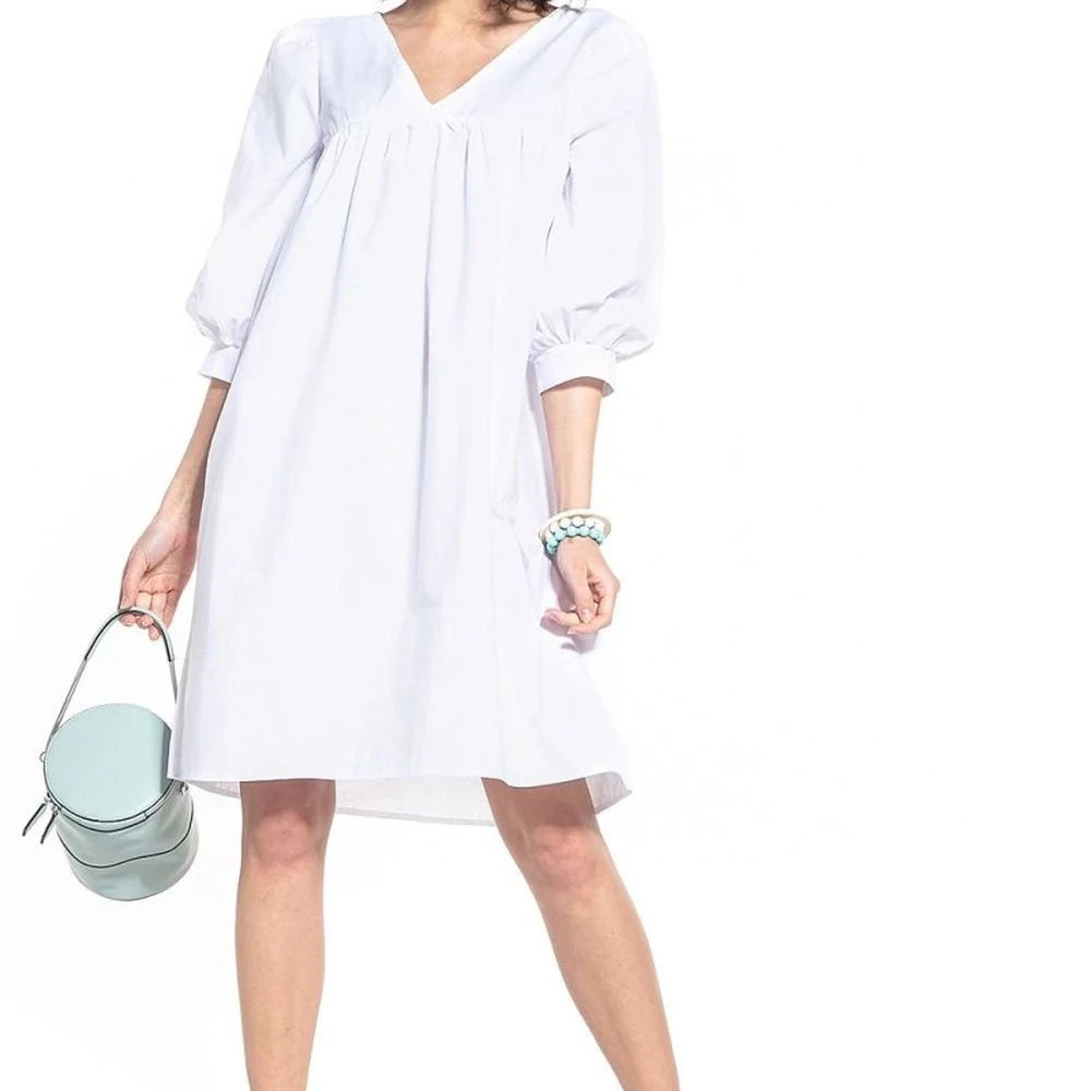 Cotton Midi Dress with Buffet Sleeves