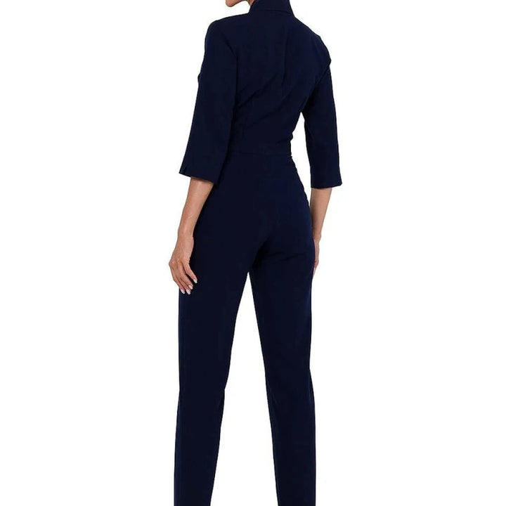 3/4 Sleeve Jumpsuit with Covered Zipper