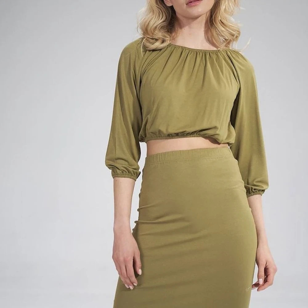 Gathered Short Sleeve Blouse