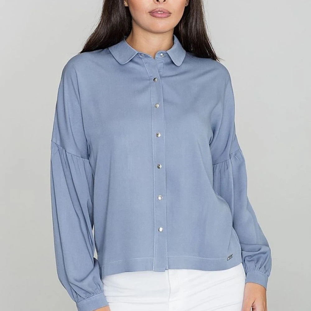 Viscose Kimono Shirt with Pleated Sleeves