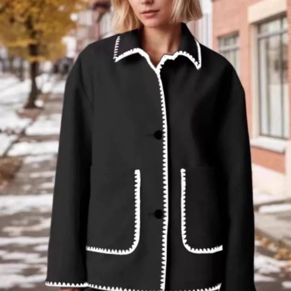 Contrast Trim Zip-Up Jacket