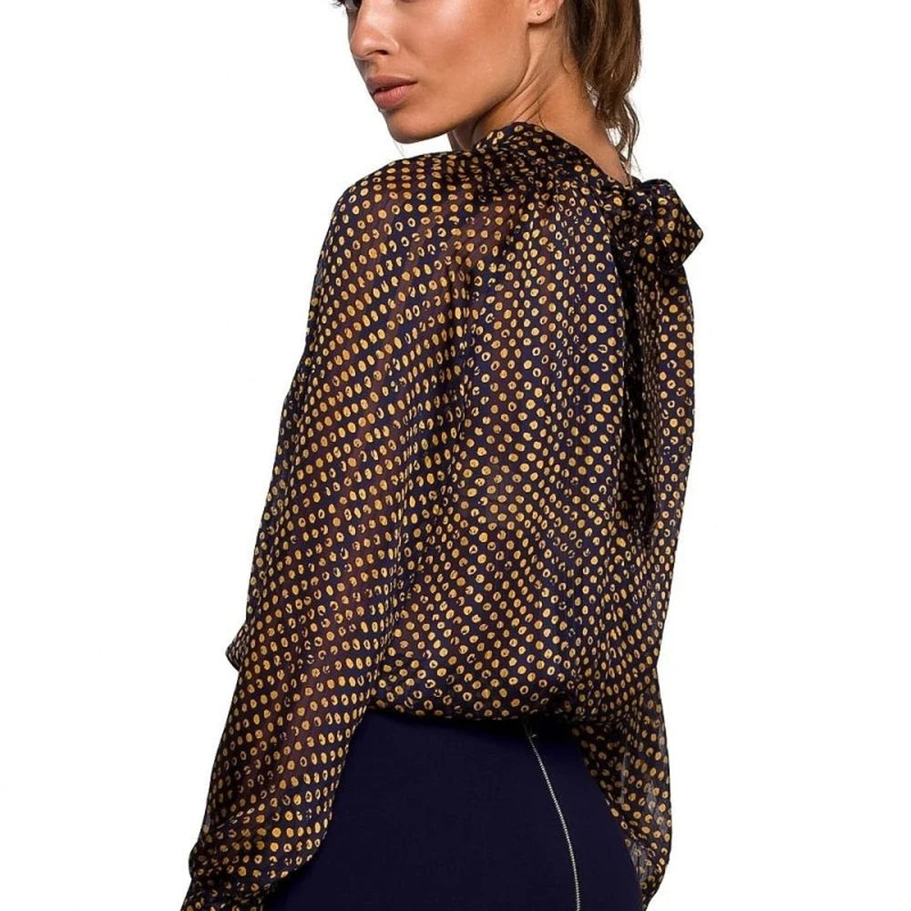 Chiffon Blouse with Striped Dot Print