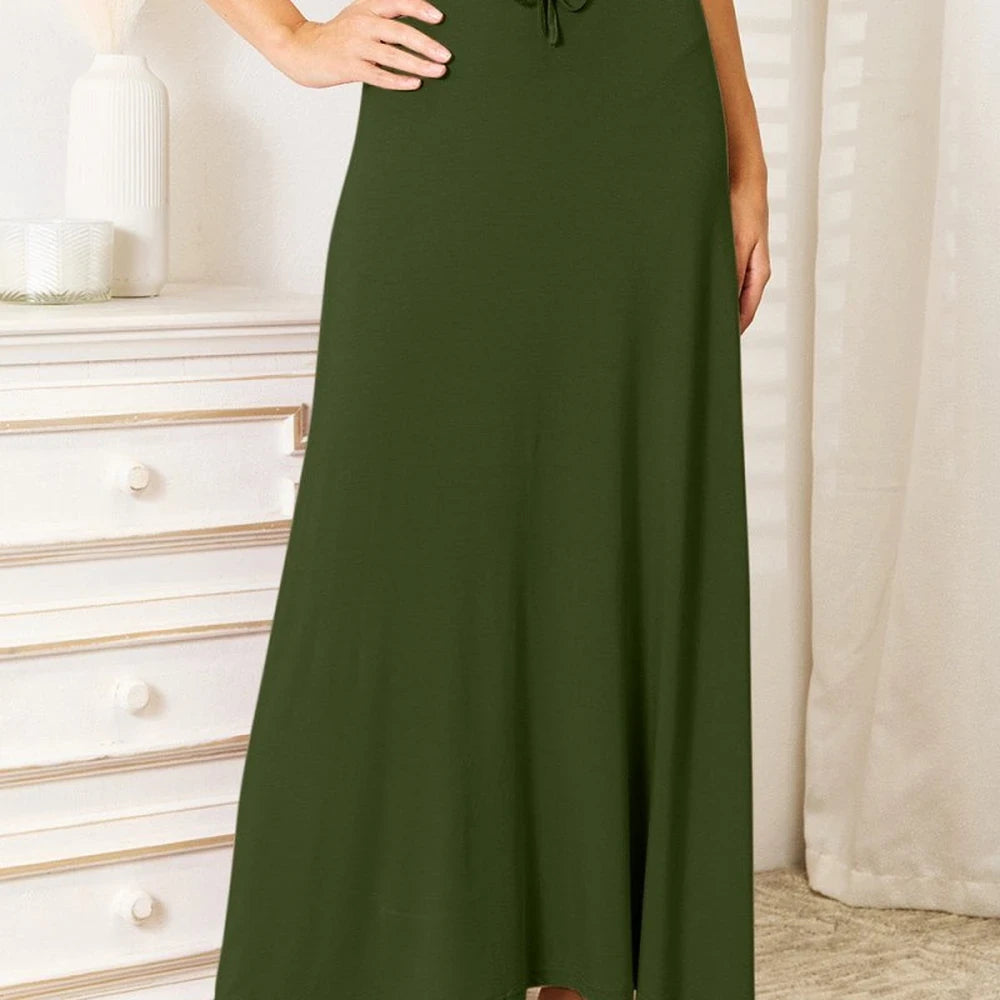 Drawstring Waist Maxi Skirt - Soft Rayon