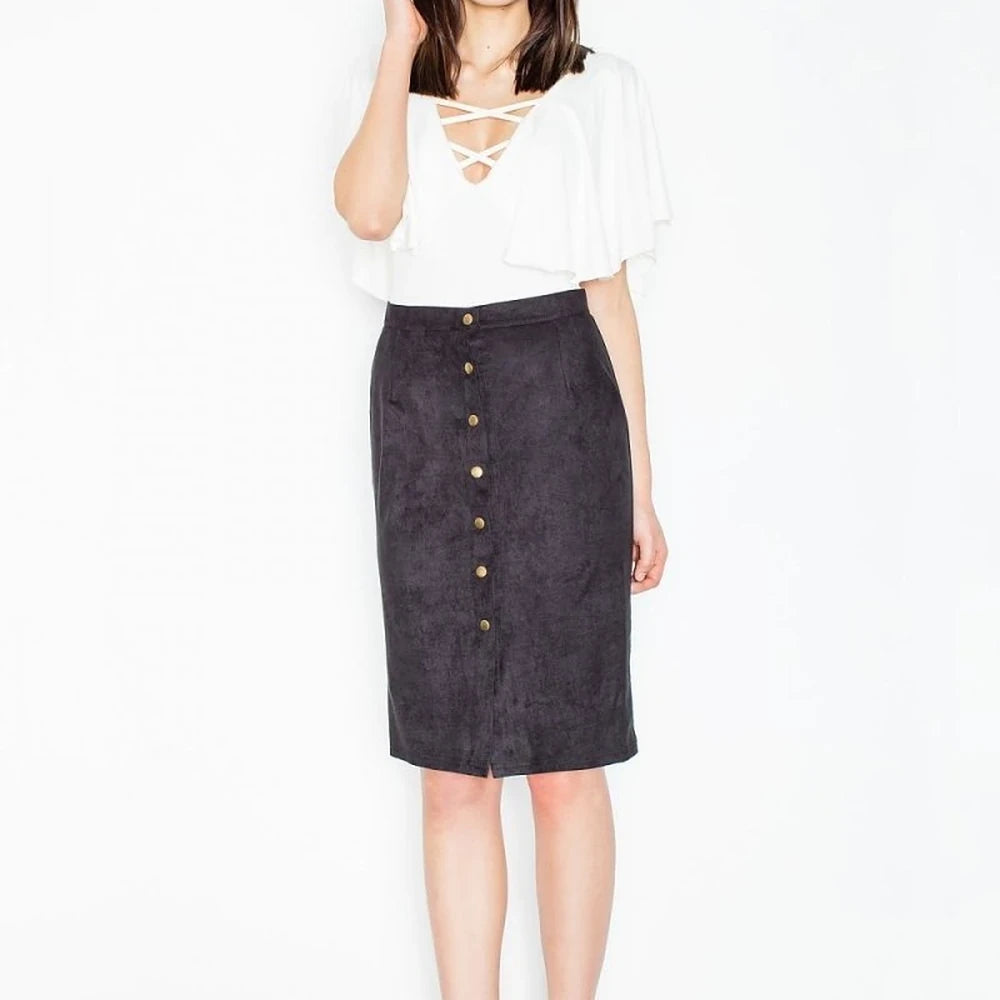 Green Suede Pencil Skirt with Zip