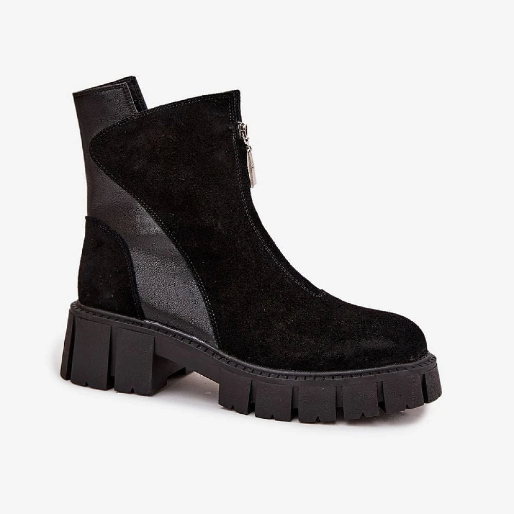 Women's Suede Ankle Boots with Block Heel