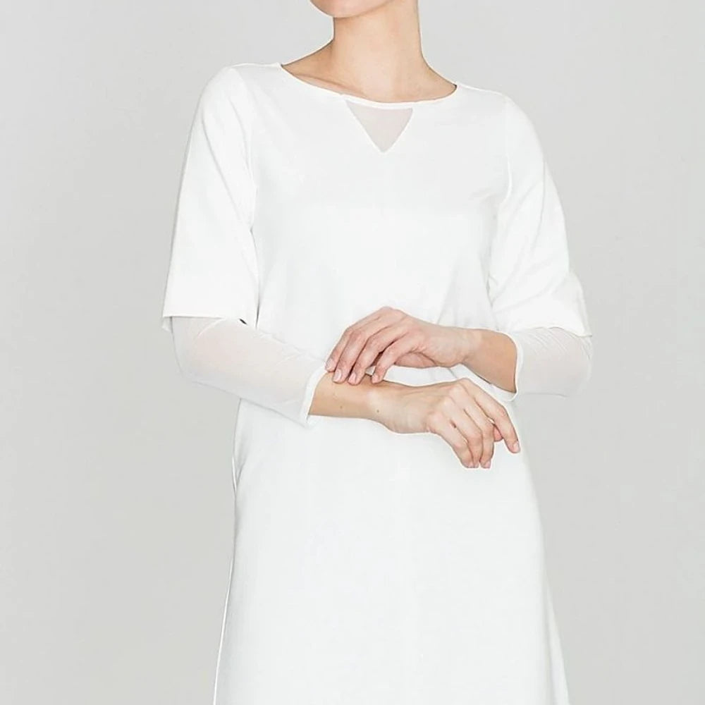 Beige Evening Dress with Mesh Insert