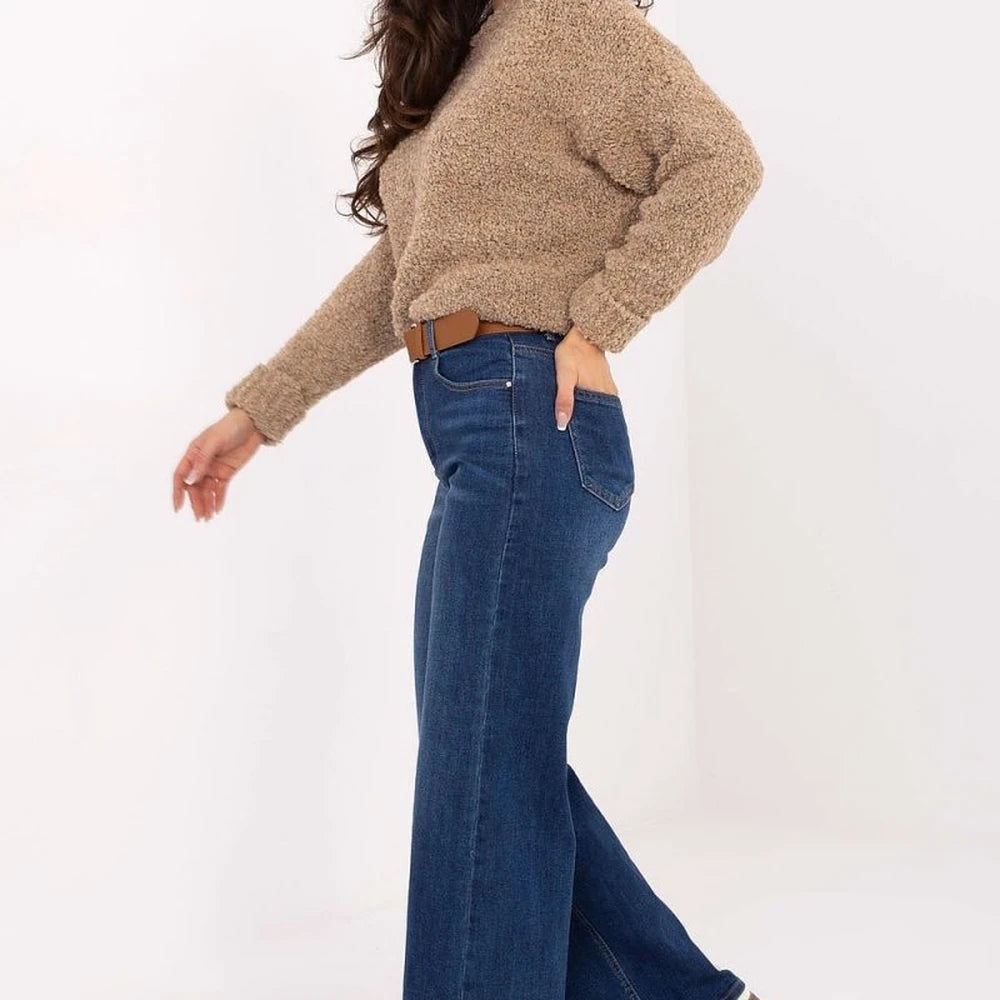 High-Waisted Straight Leg Jeans - Blue