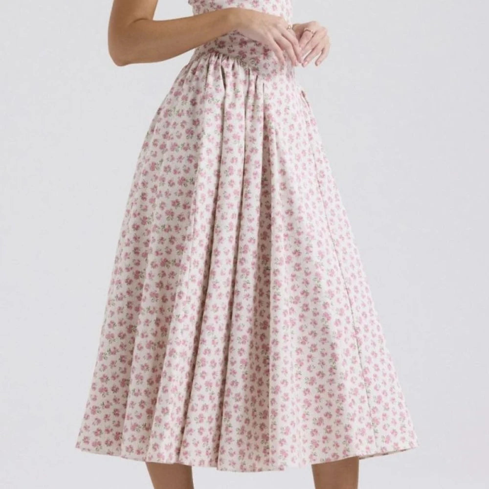 Floral Square Neck Midi Dress
