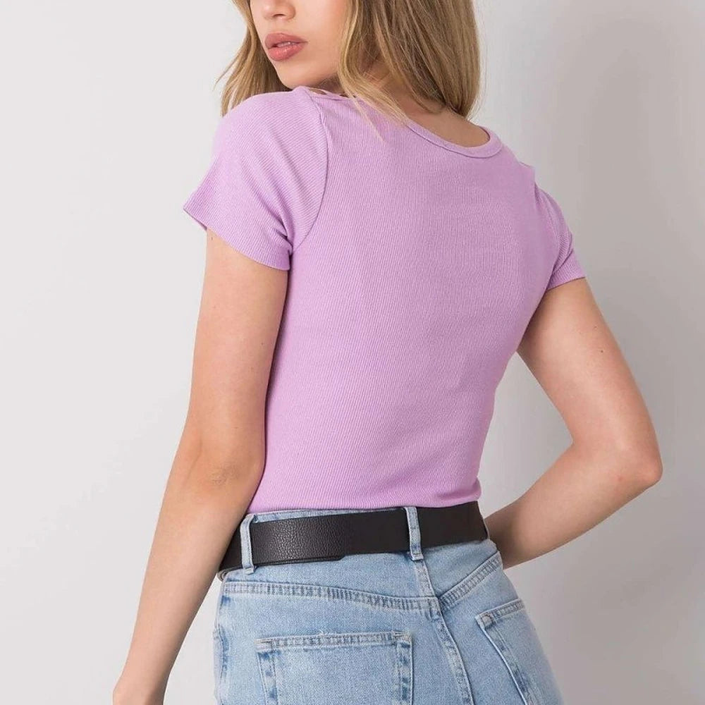 Ribbed Knot Blouse with Heart Neckline