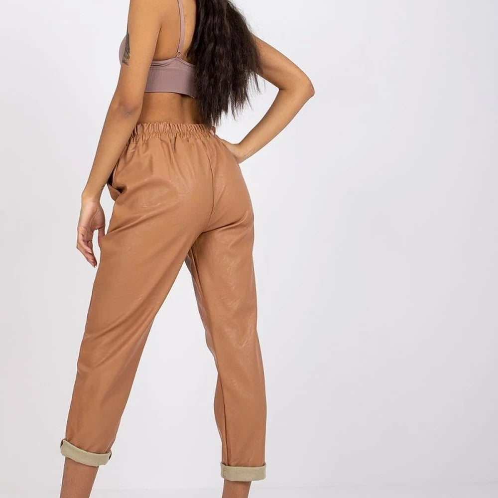 Women's 7/8 Length Faux Leather Trousers