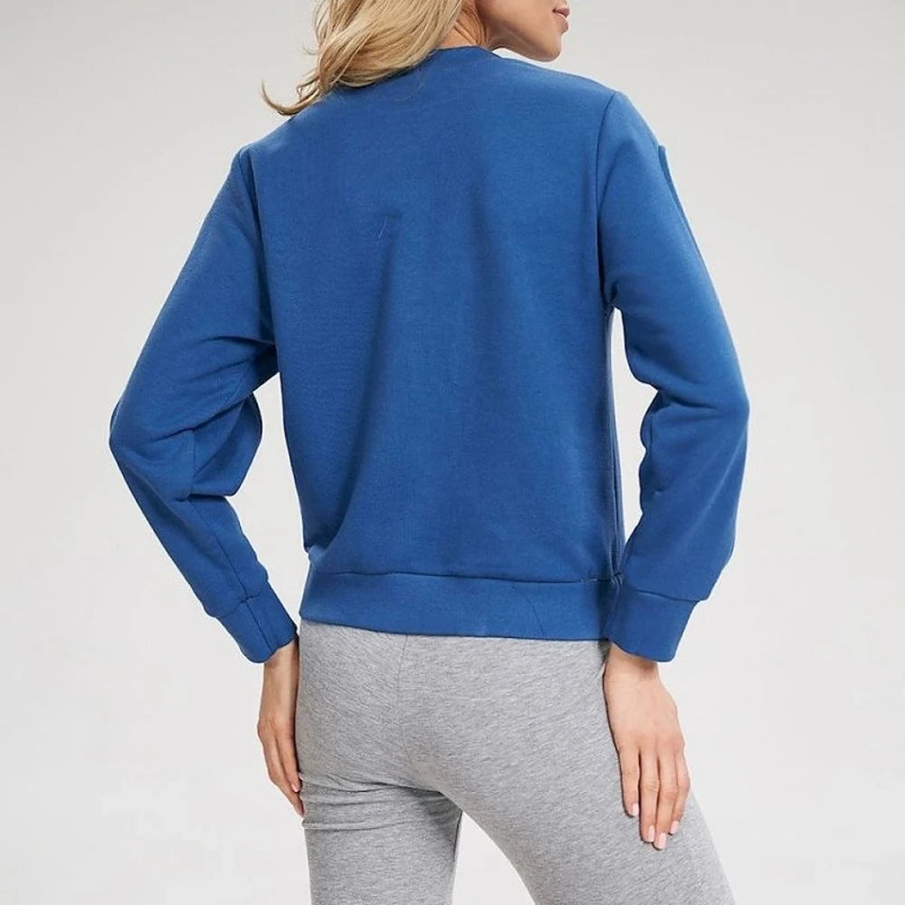 Cotton Sweatshirt Ribbed Cuffs Long Sleeve