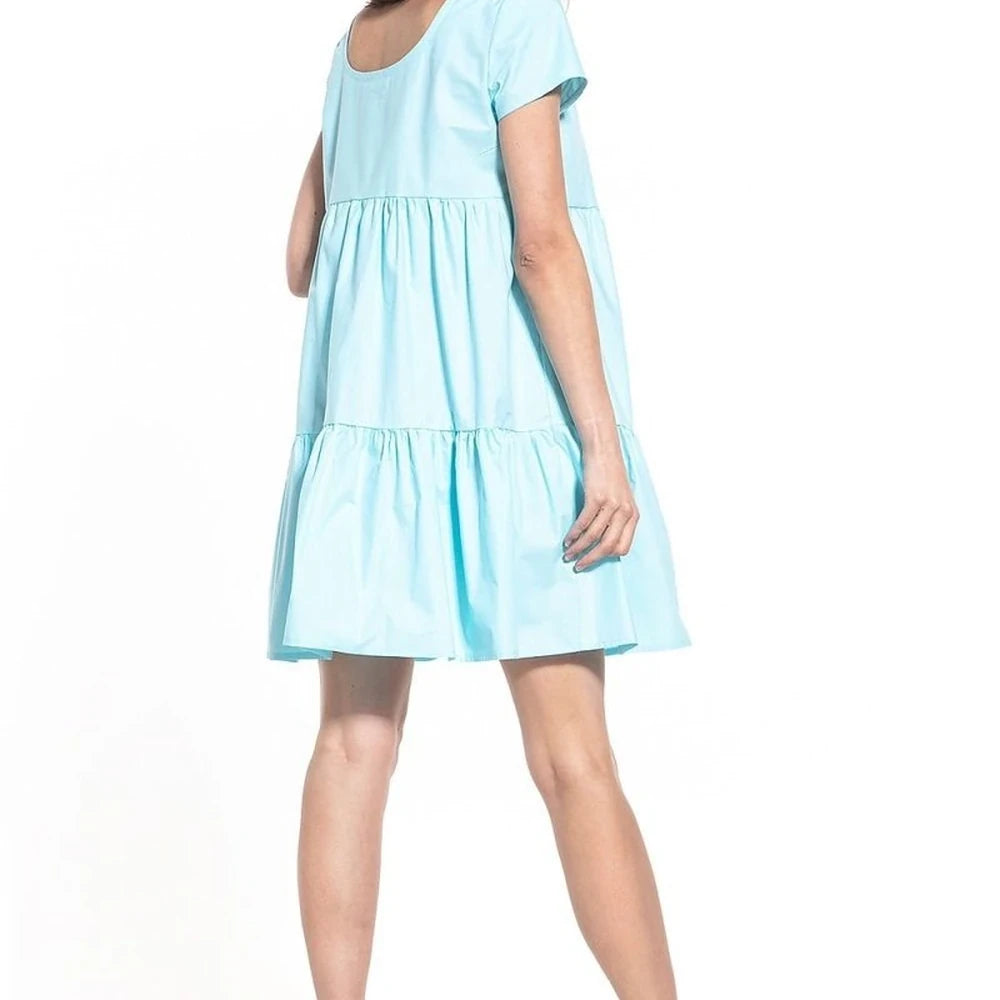 Boat Neck Short Sleeve Cotton Dress