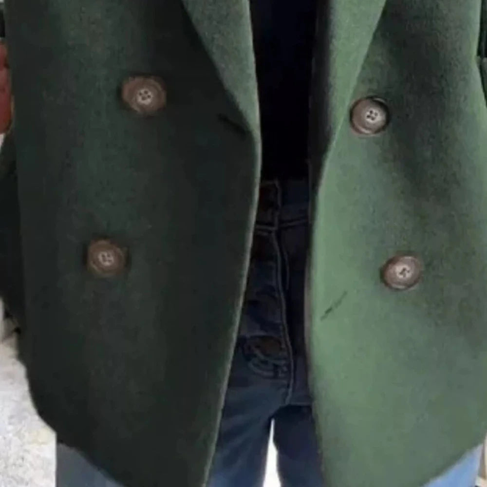 Women's Wool Blend Double-Breasted Blazer