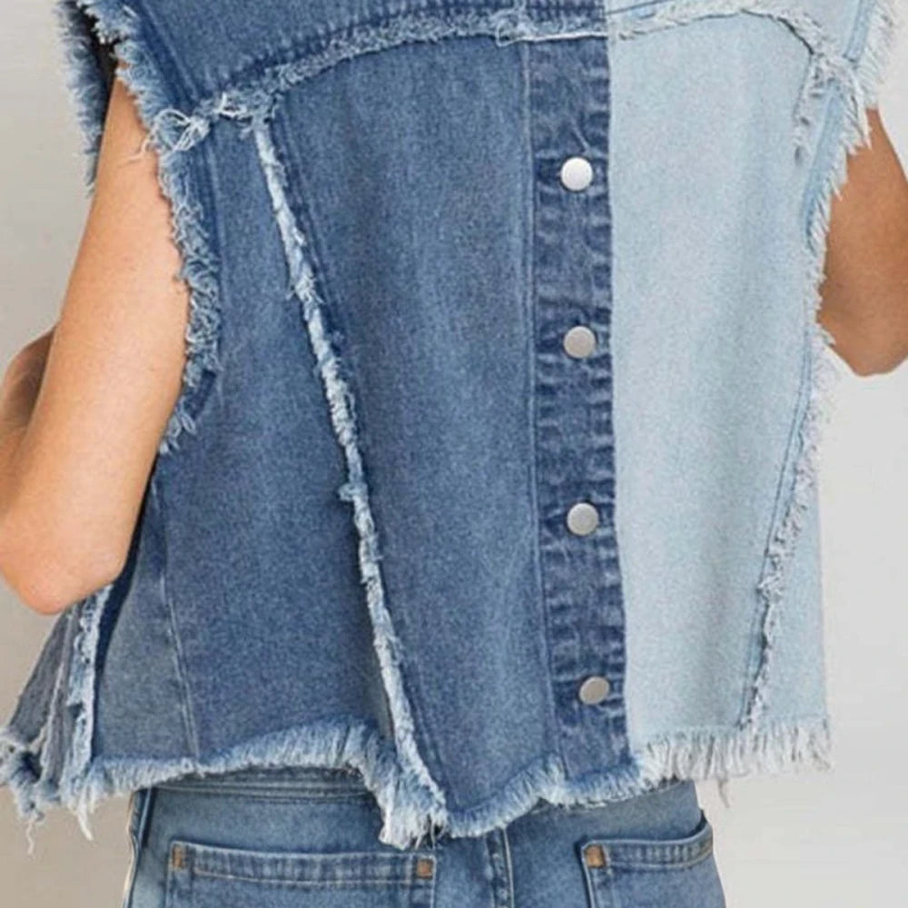 Pearl Raw Hem Denim Jacket