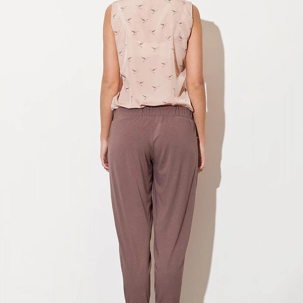 Tapered Leg Trousers with Drawstring Waist