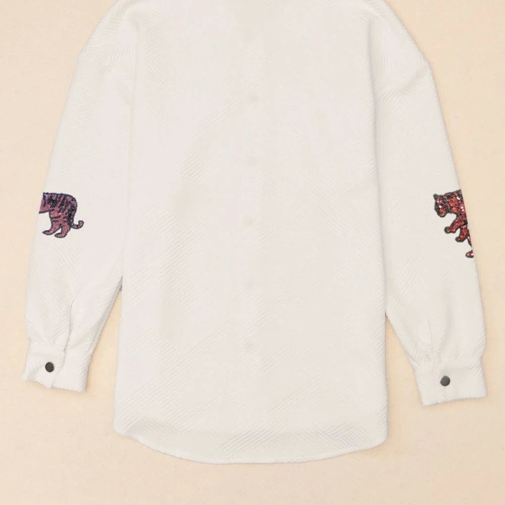 Tiger Sequin Dropped Shoulder Jacket