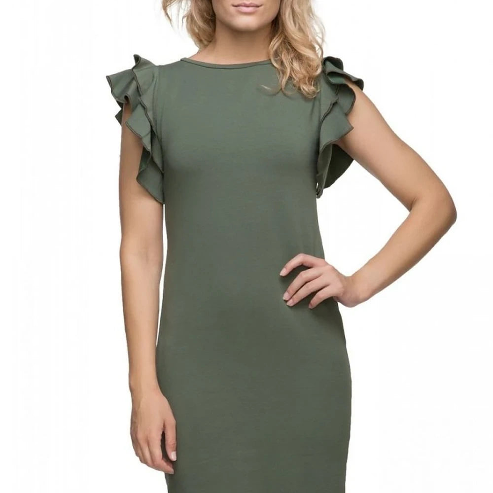 Knitted Evening Dress with Frill Sleeves