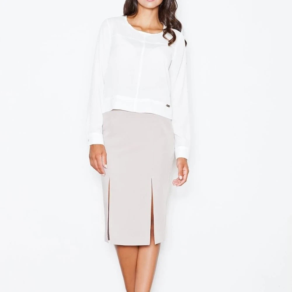 High-Waisted Skirt with Front Slits