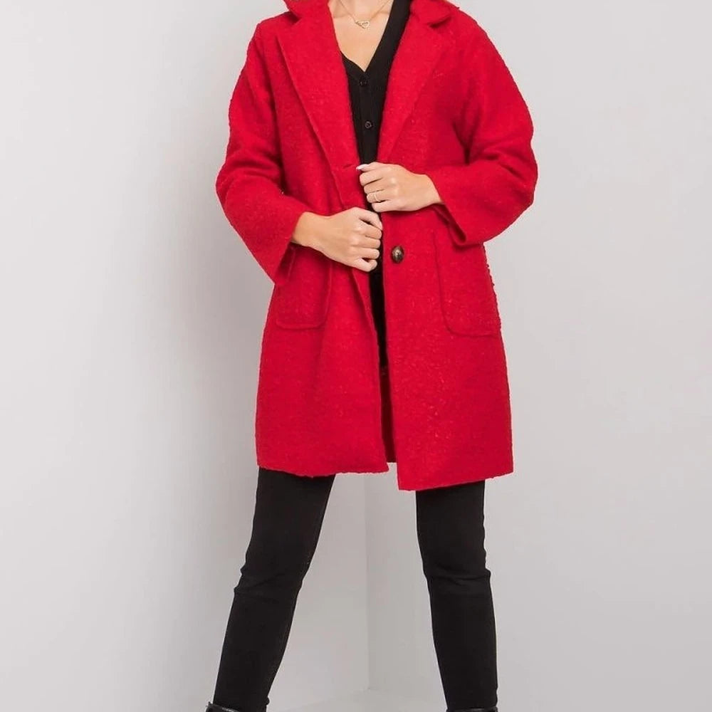 Women's Red Bouclé Coat