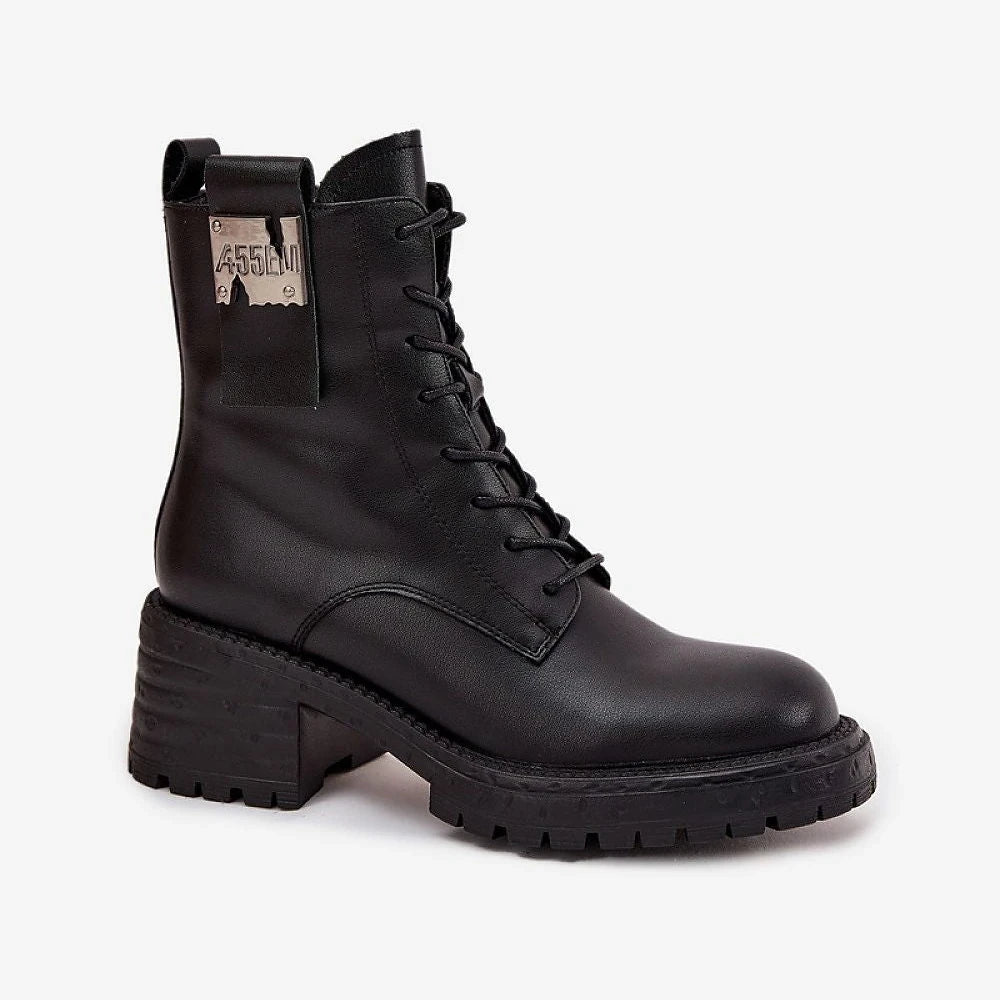 Women's Leather Ankle Boots with Block Heel