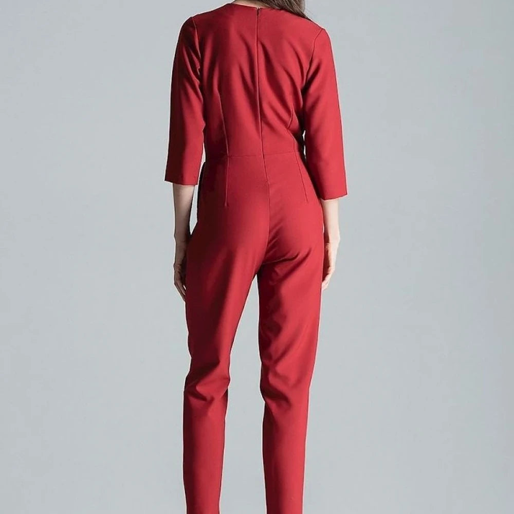 Patterned Jumpsuit with Envelope Neckline