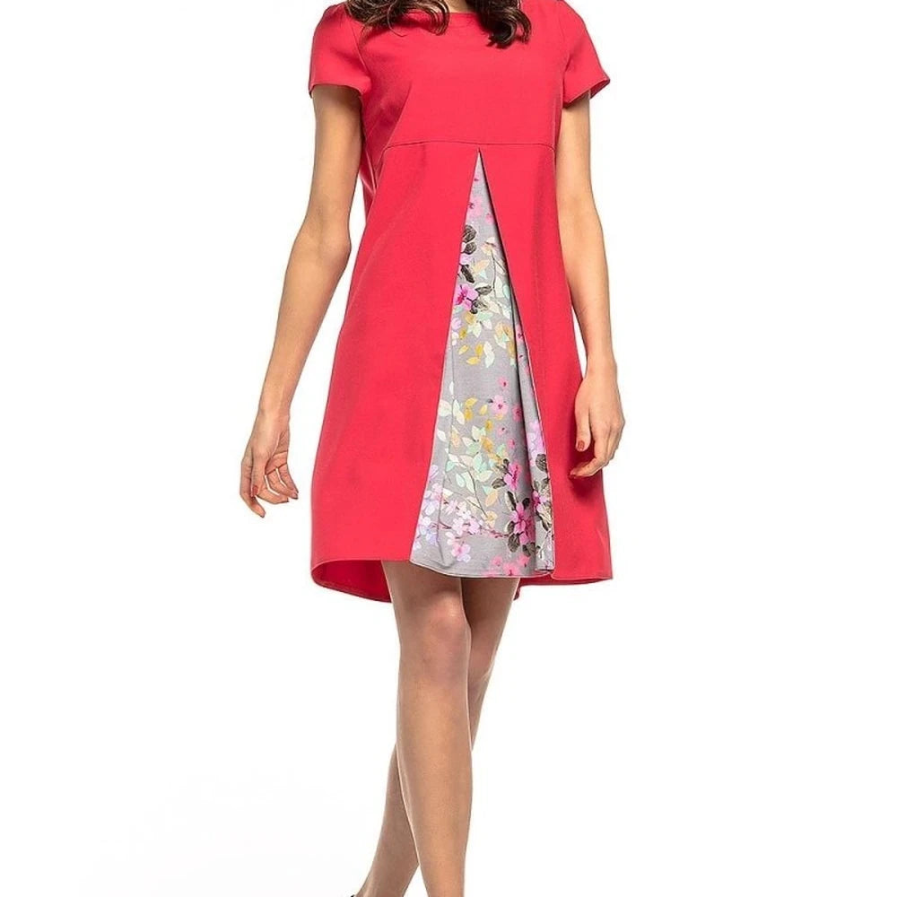 Floral Print Day Dress with Counter-Fold