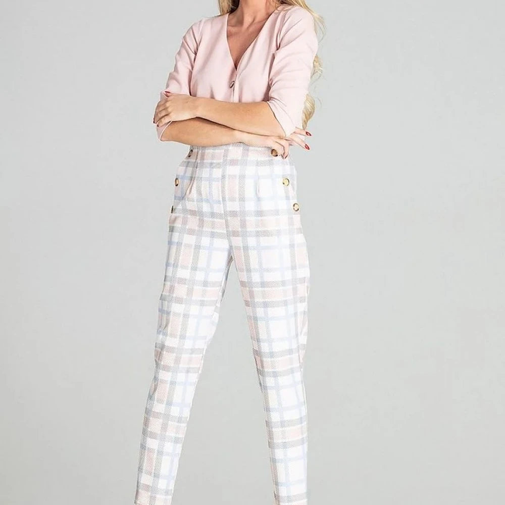Checked Trousers with Tapered Legs