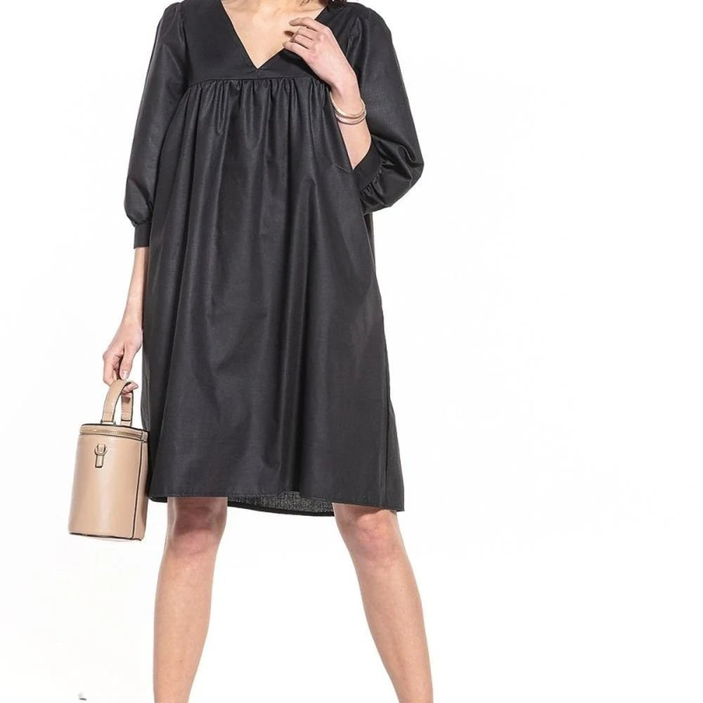 Cotton Midi Dress with Buffet Sleeves