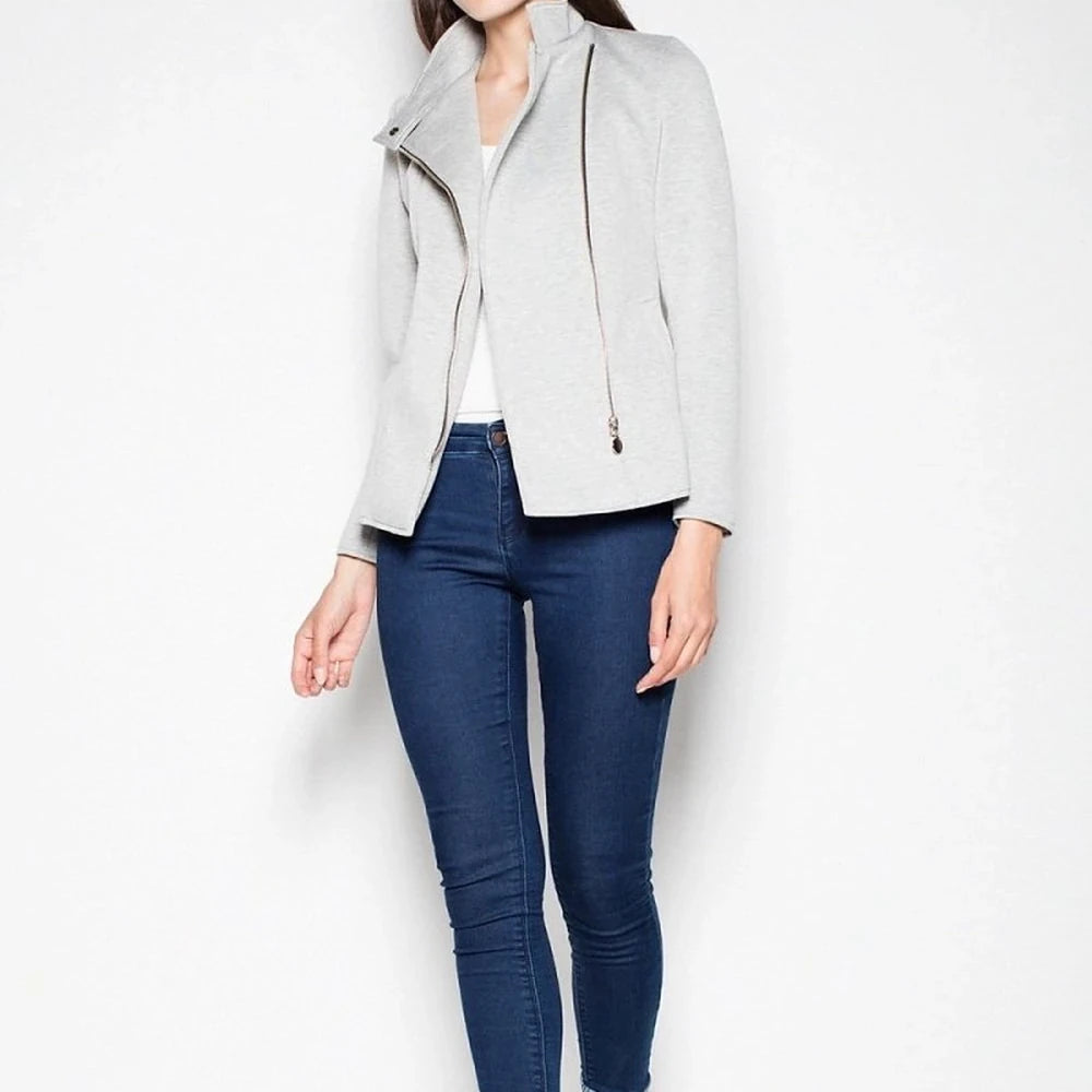 Women's Grey Ramoneska Jacket with Pockets
