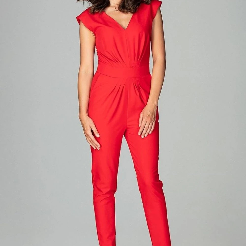 Women's Red Elegant Jumpsuit