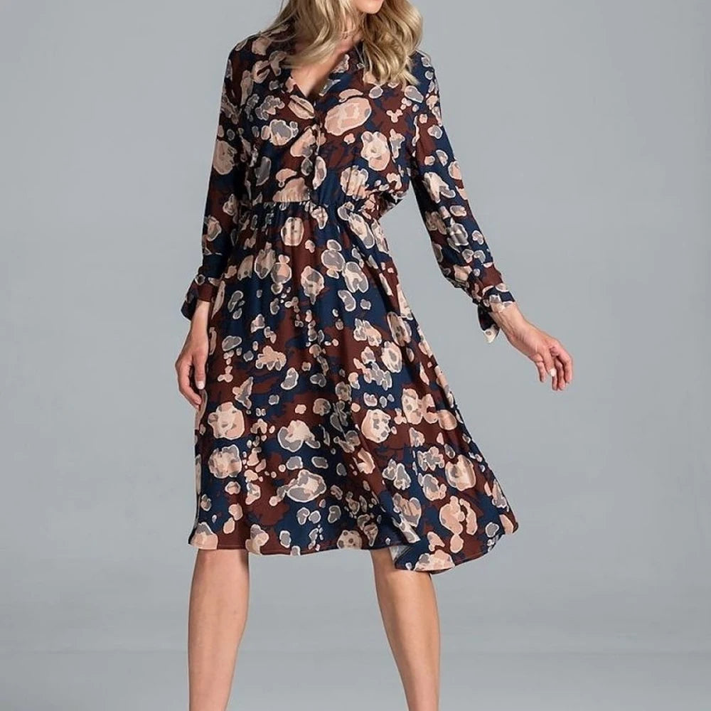 Women's Midi Dress with Collar and Belt