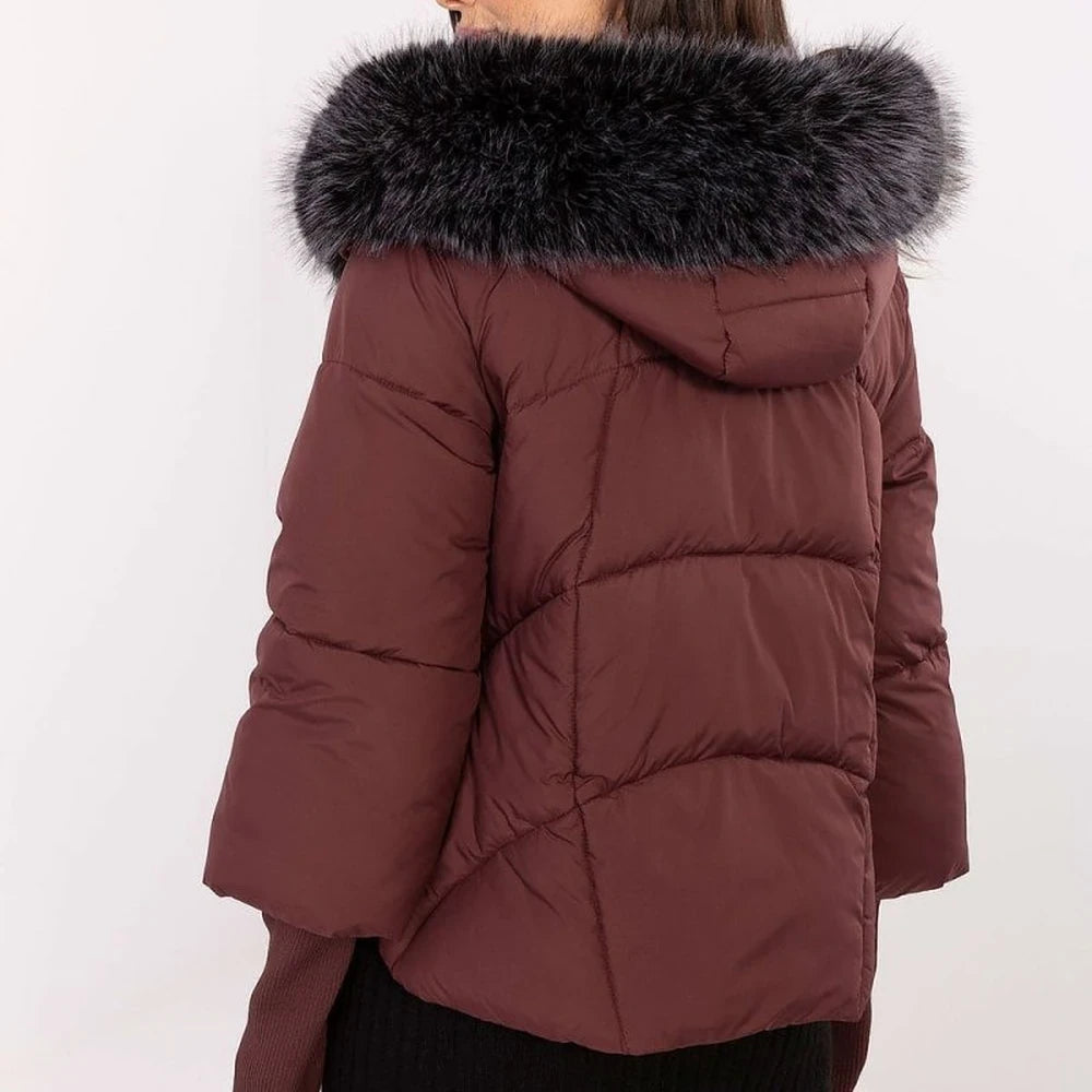 Beige Quilted Hooded Down Jacket